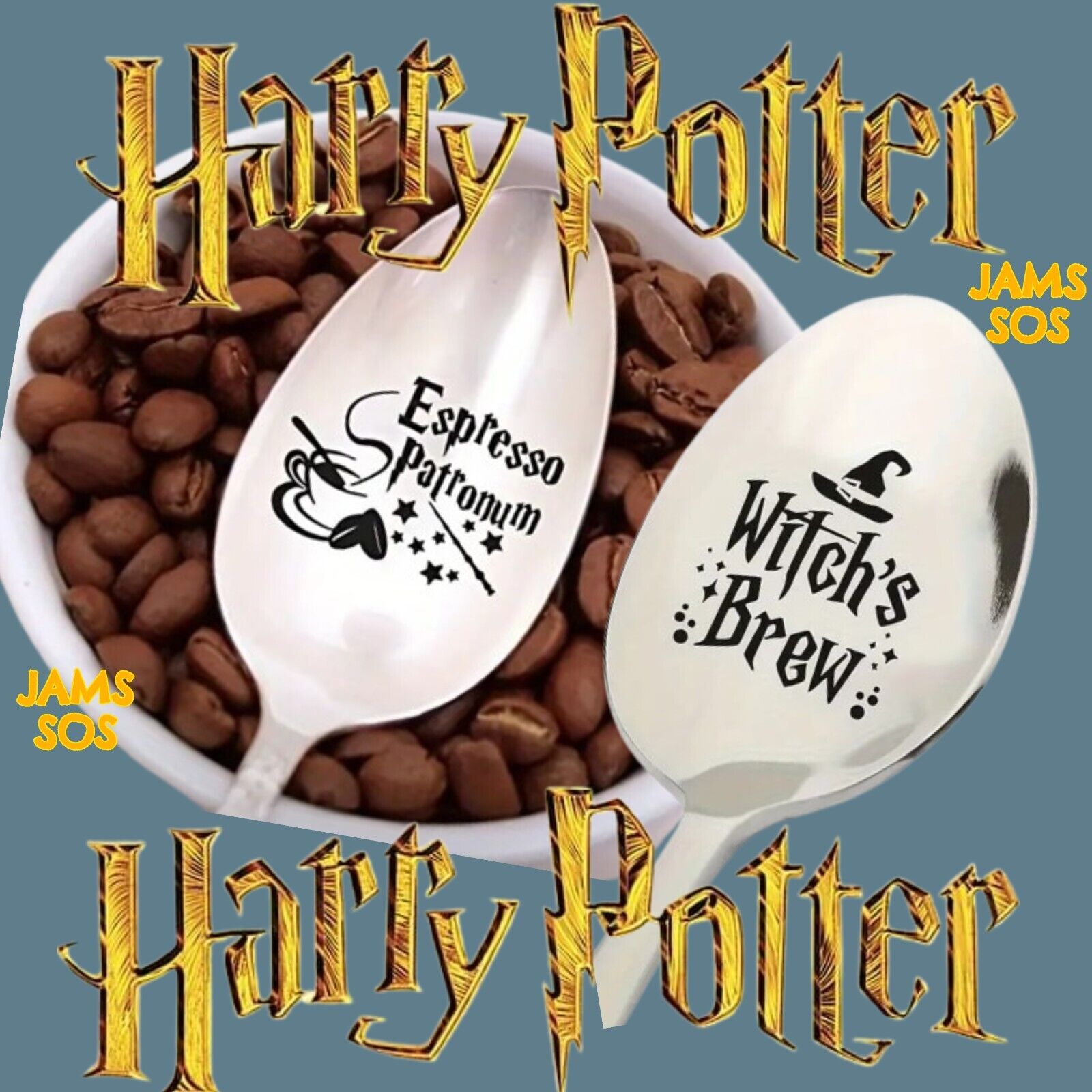 HARRY POTTER SPELL Spoon ICE CREAM COFFEE SUNDAE SILVER ESPRESSO PATRONUM WITCH