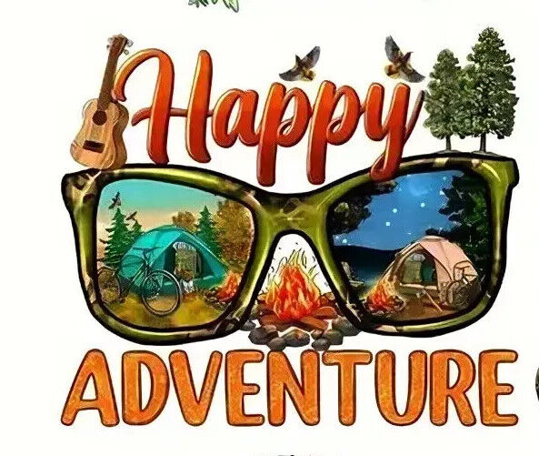 CAMPING CAMPER IRON-ON TRANSFER LOVE HIPPY FRIENDS TRAVEL GLAMP ADVENTURE FIRE