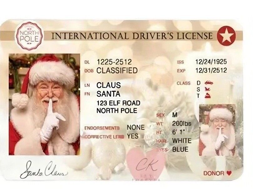 Santa Lost Driving Sleigh Licence Father Christmas Eve Box Gift Xmas ELF SHELF