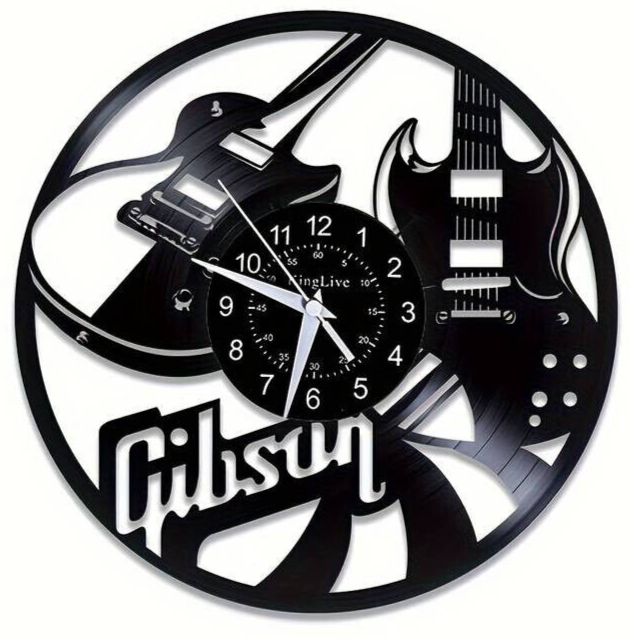 Gibson Guitar Music Wall Clock Records Decor Gift Christmas Birthday Vinyl Art