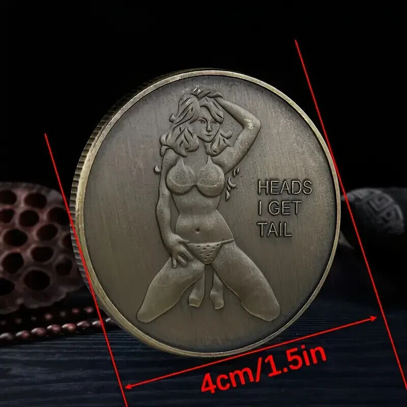Sexy Woman Get Tails Head Commemorative Gold Coin Adult Challenge Lucky Girl