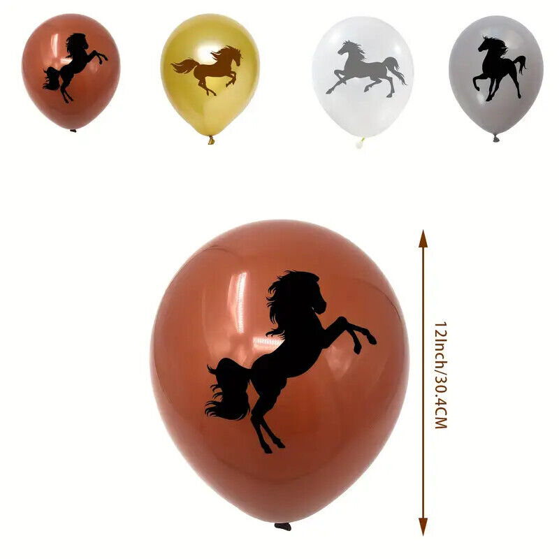 Animal Horse Theme Birthday Party Set Balloons Banners Cake Decorations BROWN