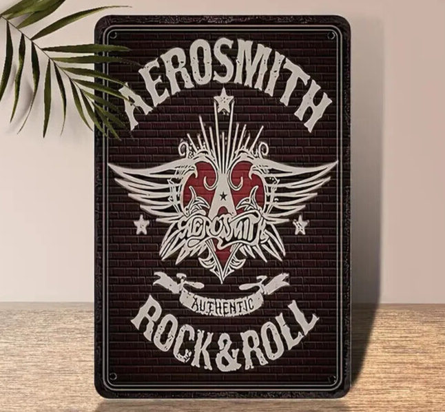Aerosmith Rock & Roll AUTHENTIC tin 8" x 12" sign METAL MAN CAVE BAND MUSIC
