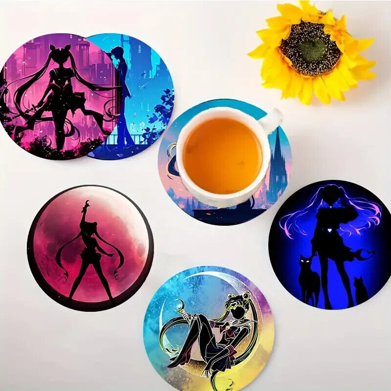 Sailor Moon 12 Piece Thin Wooden Coaster Set MARS NEPTUNE MERCURY ANIME VENUS