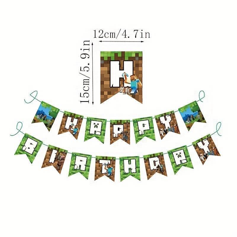 MINECRAFT GAMING PARTY SUPPLIES BALLOONS TOPPERS VIDEO GAME BIRTHDAY DECORATIONS