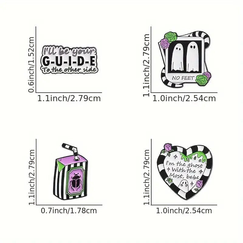 BEETLEJUICE PIN BADGE FILM HALLOWEEN SCARY SCREAM BROOCH GHOST GUIDE JUICE