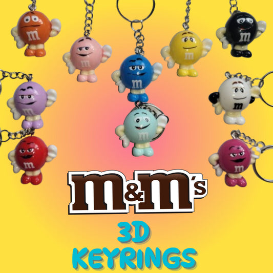 Novelty 3D Keyring Gift M&M Kids & Adult Birthday Charm MMs Chocolate key chain