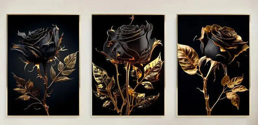 BLACK ROSE Canvas Art Pictures Large BEATUTIFUL CLASSIC GOTHIC GOTH LOVE