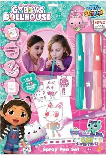Gabbys Dollhouse CAT ADVENTURES SPRAY PEN SET Gabby's Blow EDUCATIONAL FUN XMAS