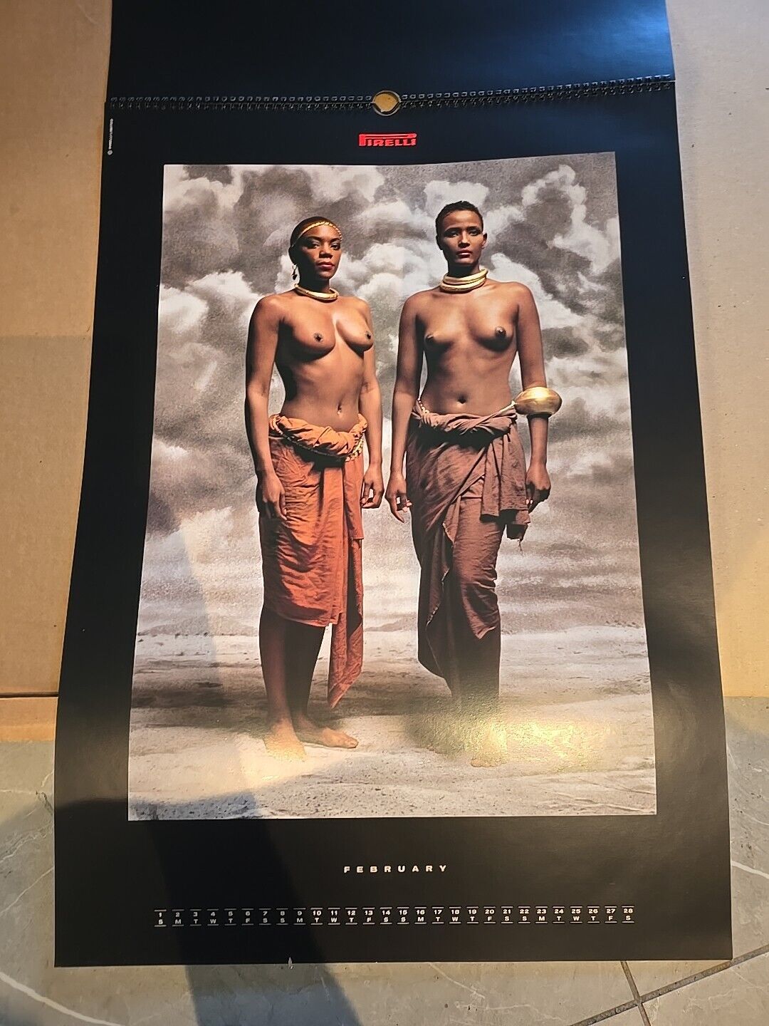 VINTAGE Pirelli 1987 printed calendar all 12 months cover original box BLACK