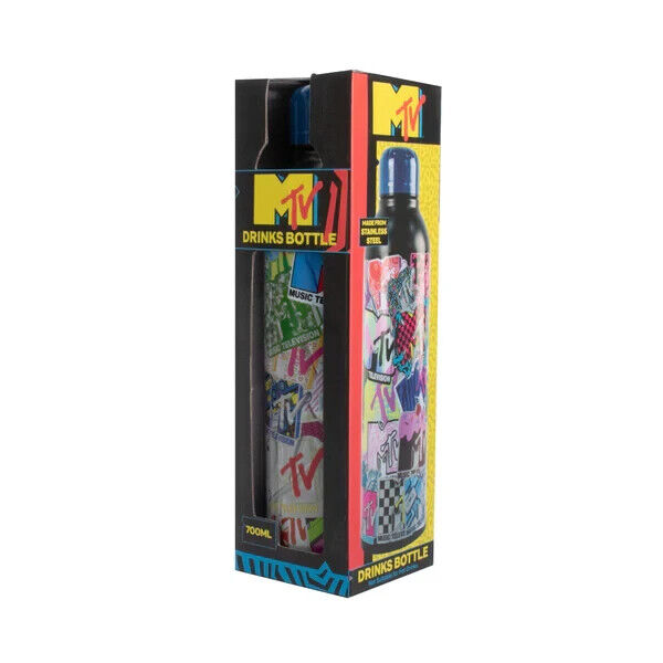 MTV Steel Water bottle COLLECTIBLE strange and unusual 2024 BLACK GREEN MUSIC