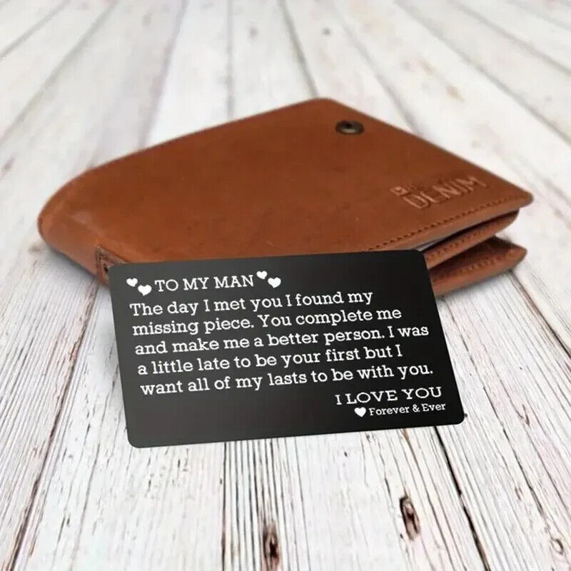 Wallet Insert Card To My Man Gift Idea Card With Message love complete