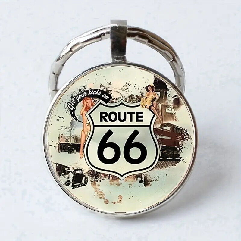 Route 66 Keyring KAYCHAIN AMERICAS HIGHWAY FLAG ARIZONA 1926 1983 MOTHER ROAD