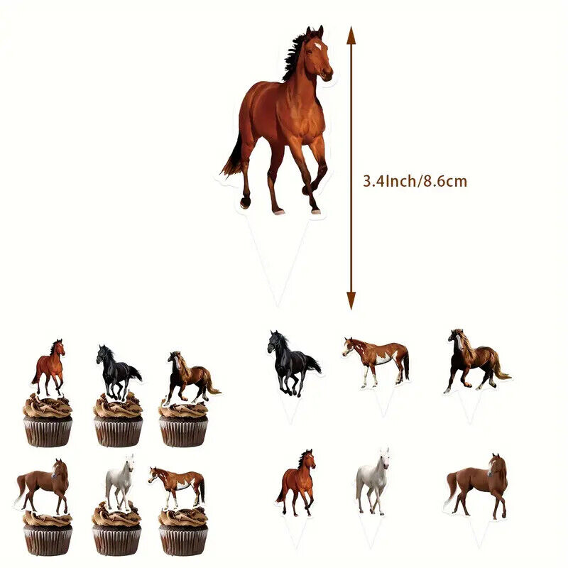 Animal Horse Theme Birthday Party Set Balloons Banners Cake Decorations BROWN