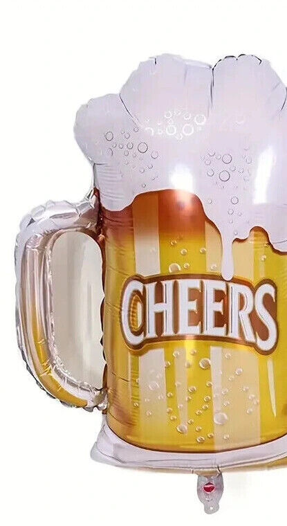 Happy Birthday Party Black & Gold Decorations Beer Whiskey Crown Banner Balloon