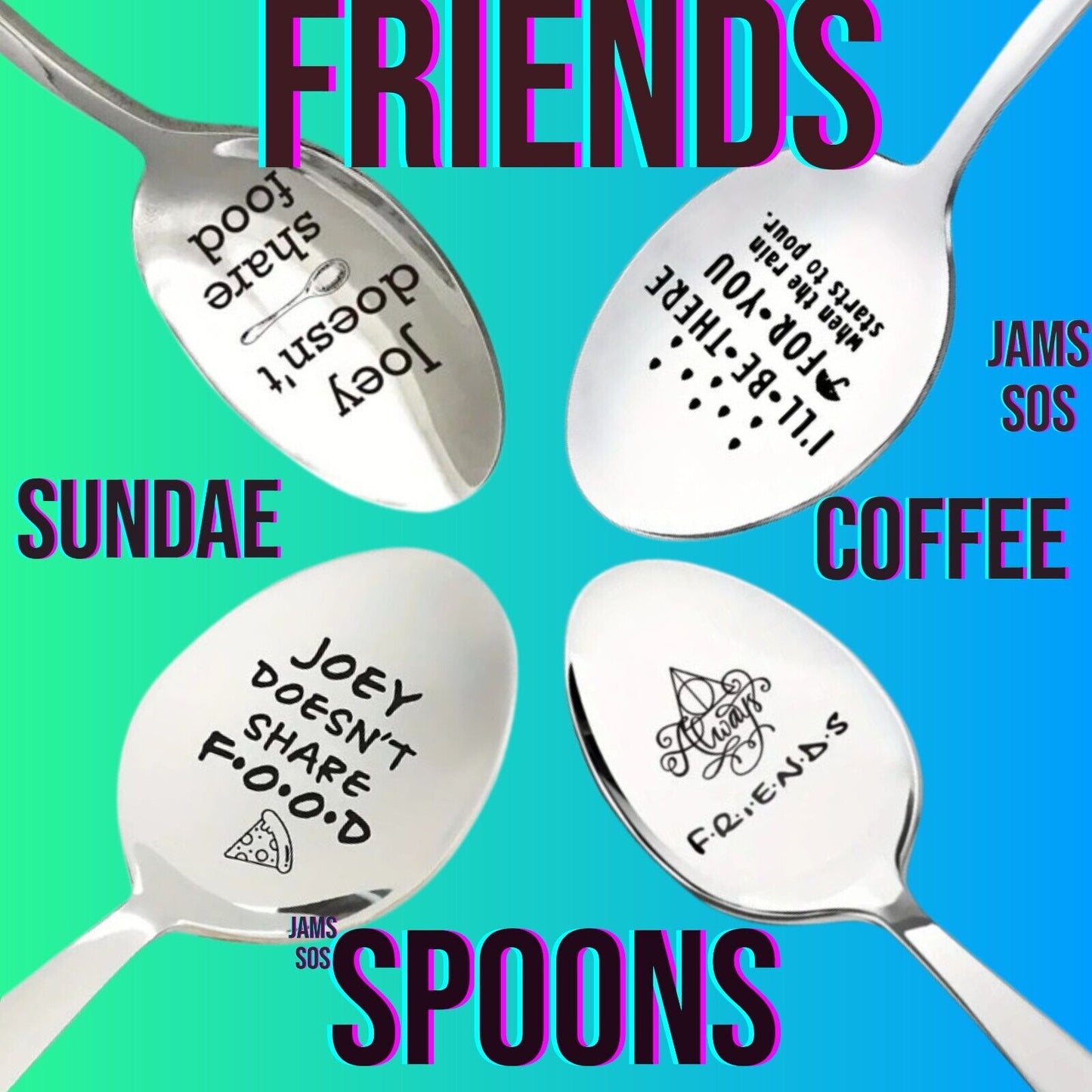 FRIENDS JOEY DONT SHARE FOOD Spoon ICE CREAM COFFEE SUNDAE SILVER DESERT GIFT