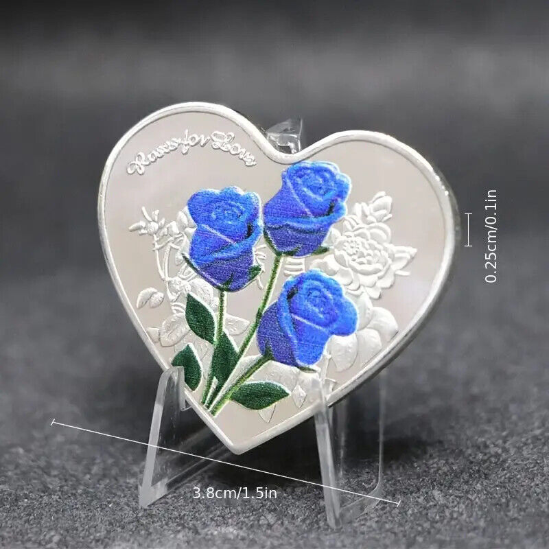Love Heart shaped Rose Coin with 52 Languages of Affection Commemorative GIFT
