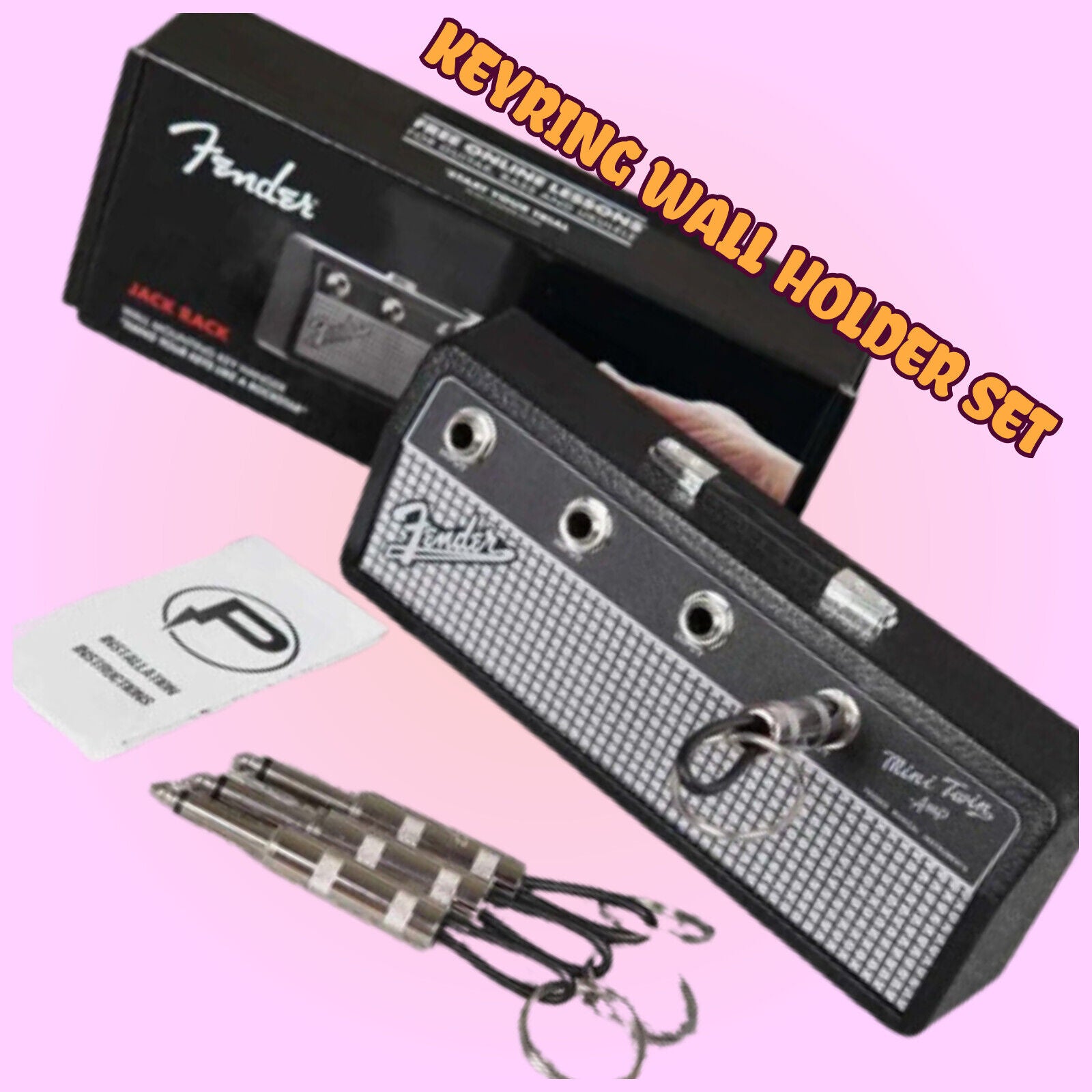 FENDER Jack Amp Speaker Key Ring Holder Man Cave Tidy Music GUITAR CHAIN