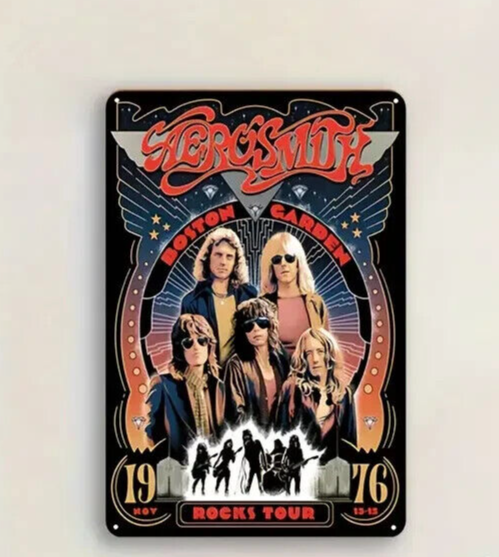 Aerosmith Rock & Roll AUTHENTIC tin 8 x 12 sign METAL MAN CAVE BAND MUSIC