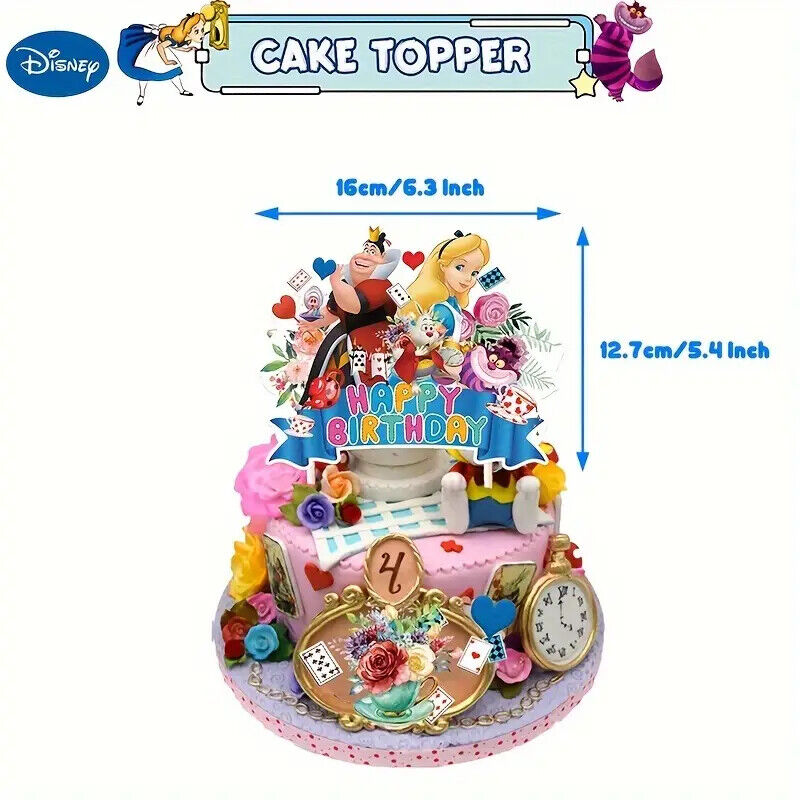 DISNEY ALICE IN WONDERLAND Party Decorations Balloons Birthday Kid Banner Cake