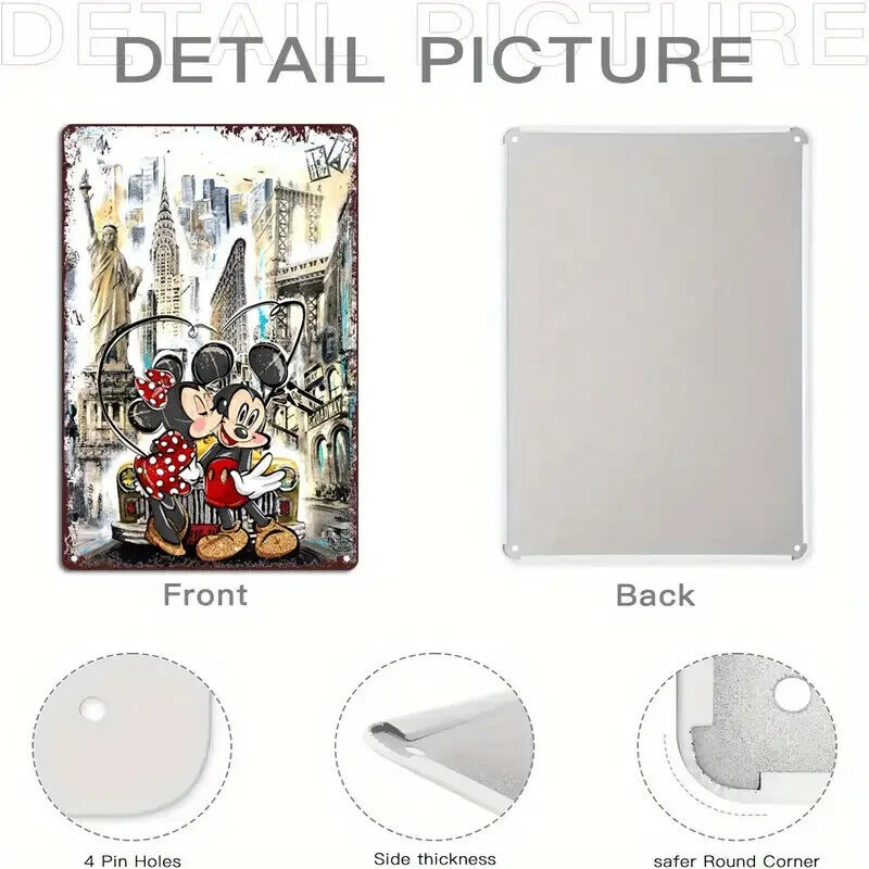 Mickey Mouse & Minnie Mouse Names Tin Metal Sign Bedroom Decor LOVE NEW YORK
