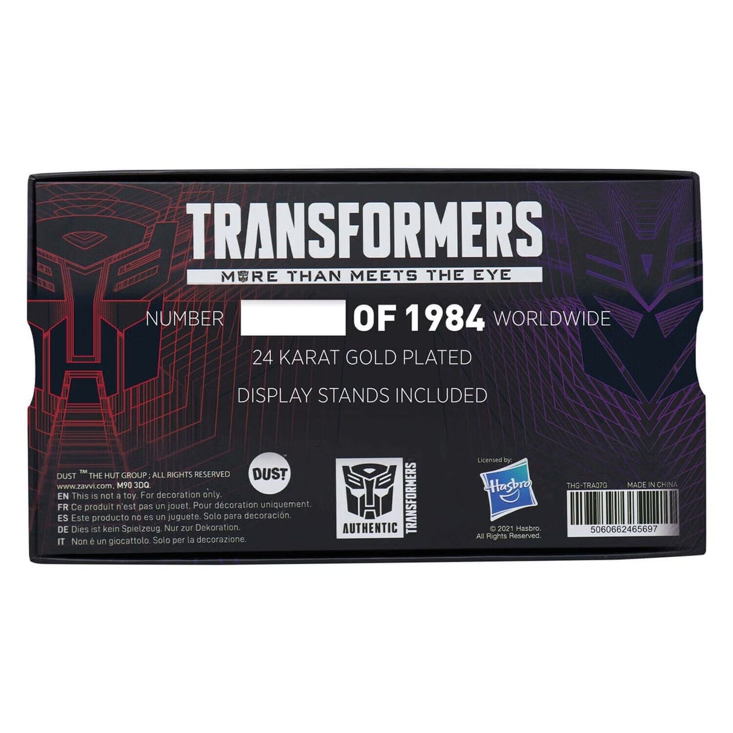 TRANSFORMERS AUTOBOT & DECEPTICON 24K GOLD PLATED SET OF MEDALLIONS LIMITED