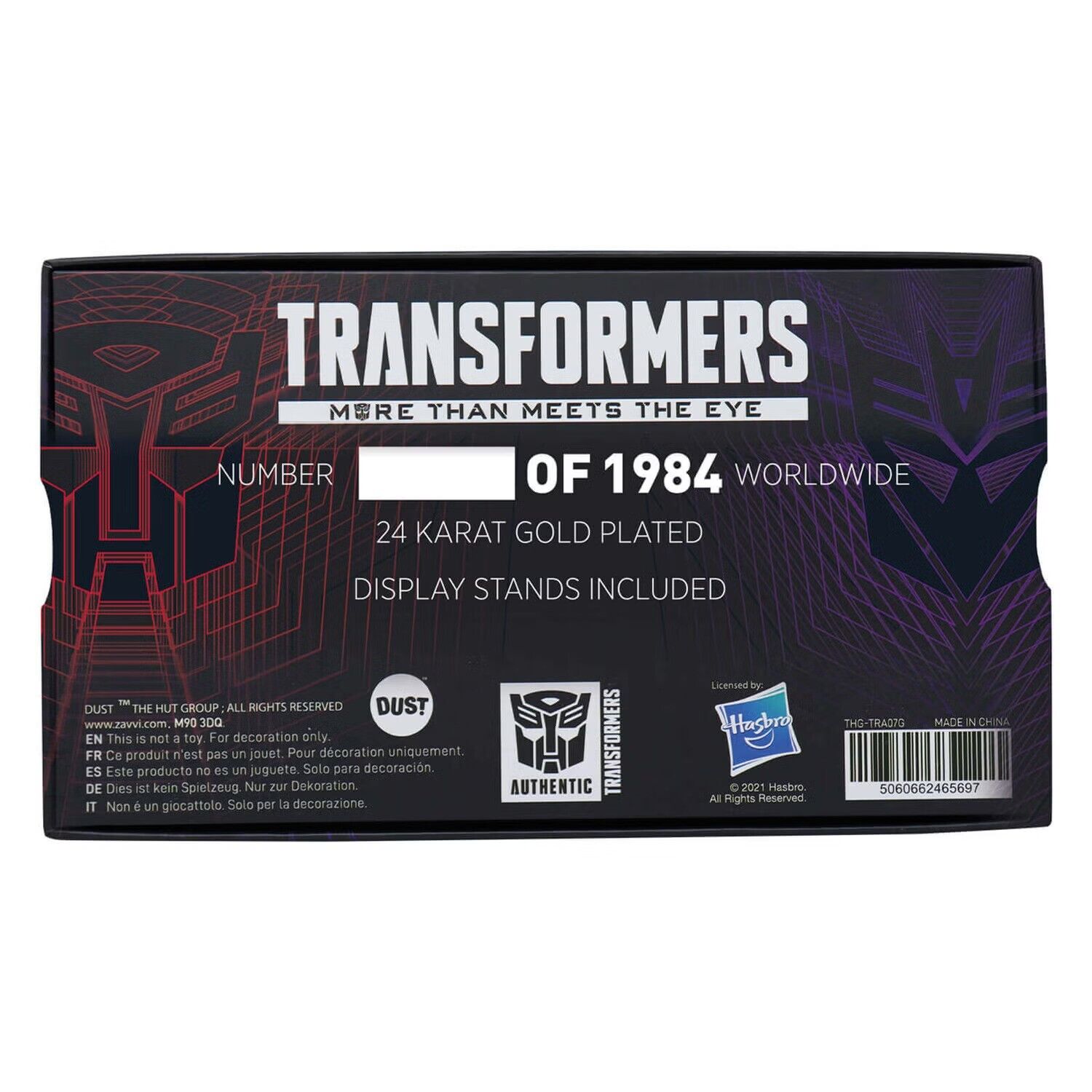 TRANSFORMERS AUTOBOT & DECEPTICON 24K GOLD PLATED SET OF MEDALLIONS LIMITED