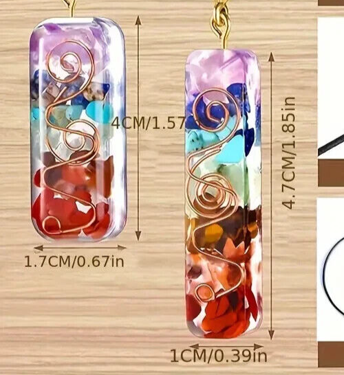 Ogan 7 Colorful Seven Chakra Shattered Stones KEYRING KEYCHAIN JASPER TURQUOISE