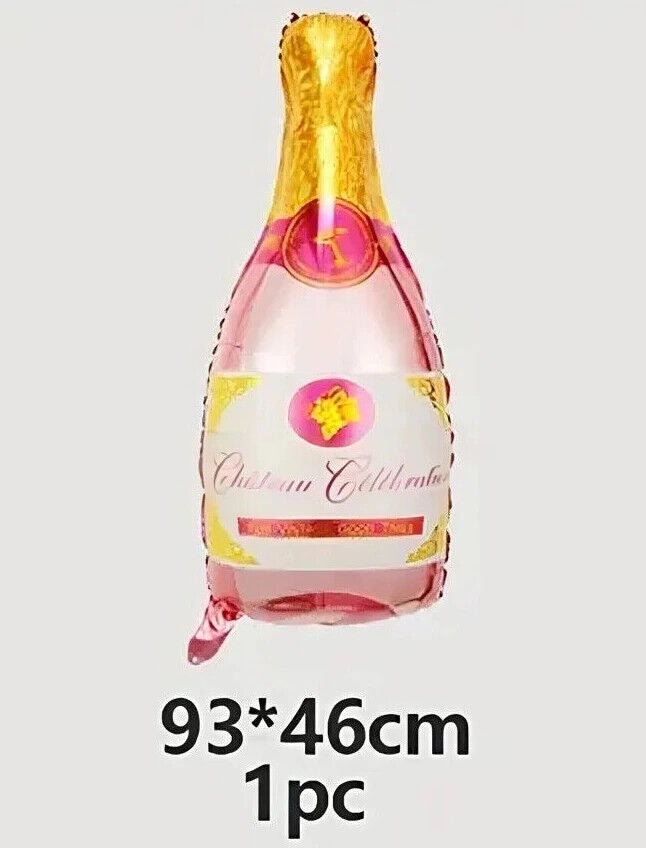Champagne Bottle Foil Balloons Bunting Banner Wedding Party Birthday Decor