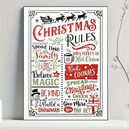 CHRISTMAS RULES Canvas Wall Art Movie Poster Print XMAS KIDS FUN NOVELTY SIGN