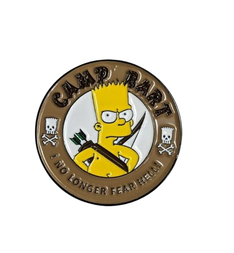 Homer BART Simpson pin badge Never too old to rock Metal Enamel Simpsons CAMP
