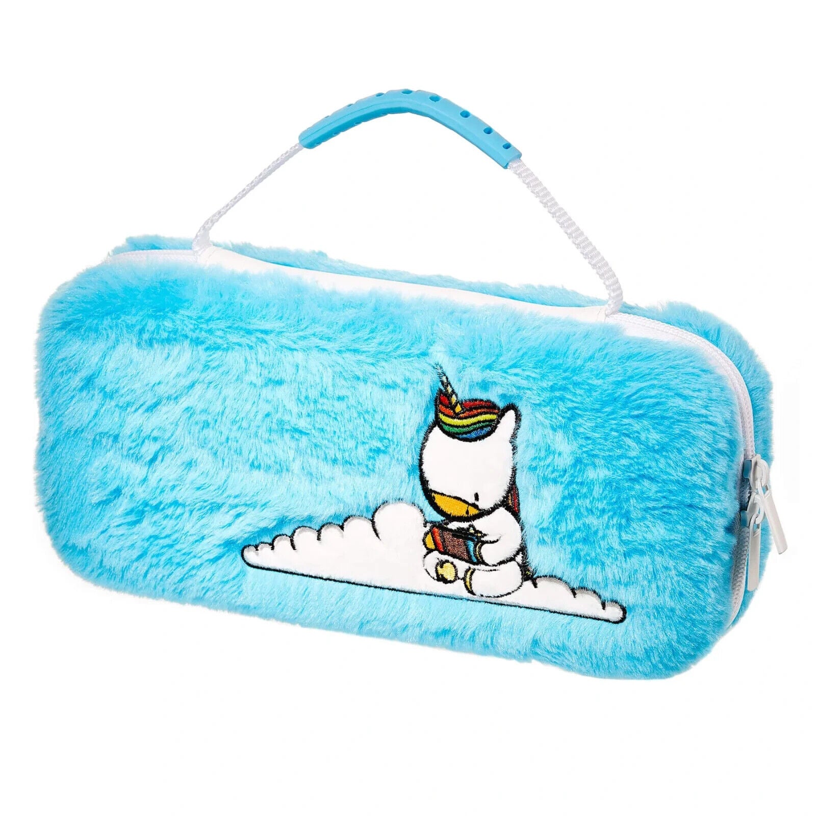 Nintendo Switch ERIC Unicorn Blue Fluffy Carry Case Hard Shell Travel Case