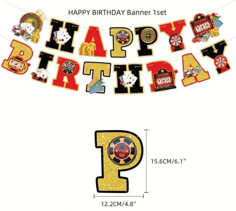 Casino Poker Balloon Party Birthday Decorations Craps Roulette Cards Cake Luck