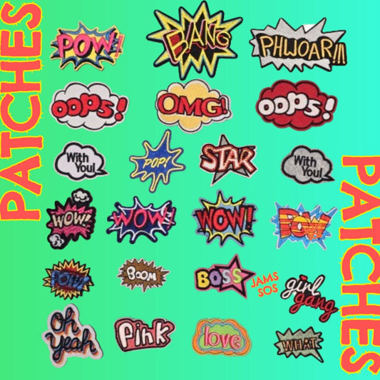Pow Zap OMG Bang OMG Wow WTF Words Embroidered Logo Patch Badge Iron Sew On COMI