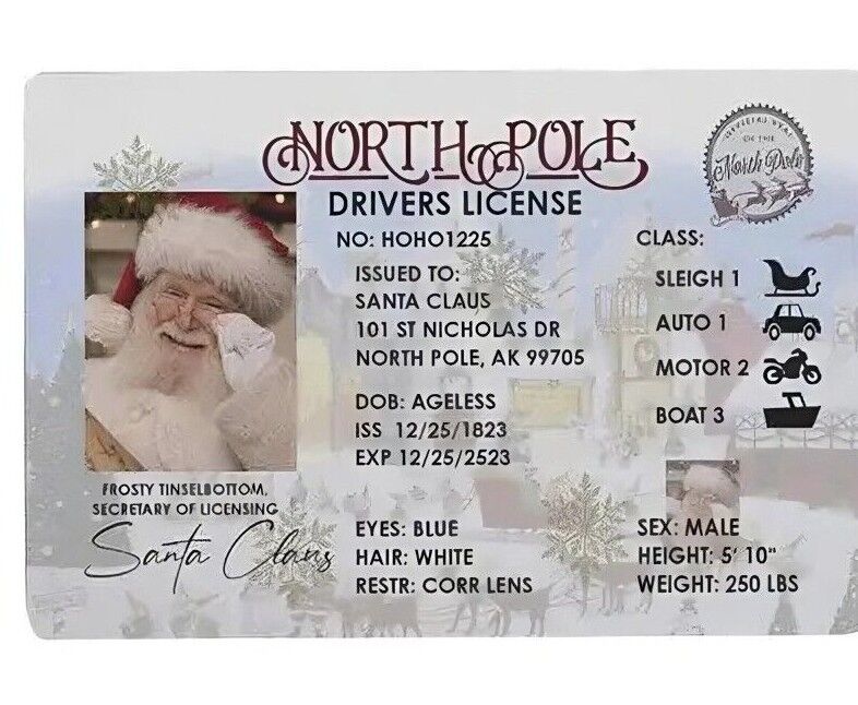Santa Lost Driving Sleigh Licence Father Christmas Eve Box Gift Xmas ELF SHELF