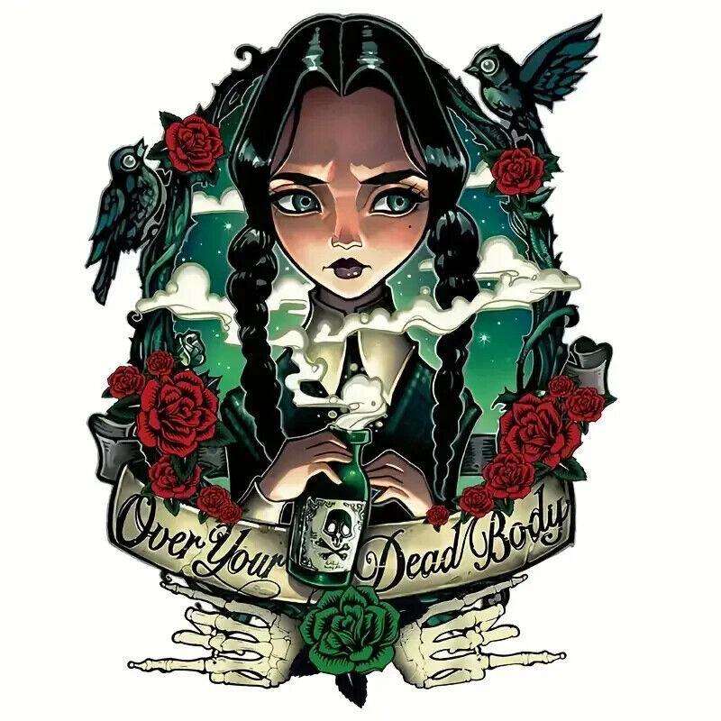 WEDNESDAY "OVER YOUR DEAD BODY" Clothes Patch Heat Transfer Thermal ADDAMS