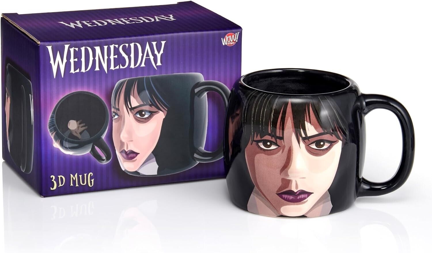 WEDNESDAY ADDAMS FAMILY & SECRET Thing 3D Giftable Mug NETFLIX ORTEGA BLACK CUP
