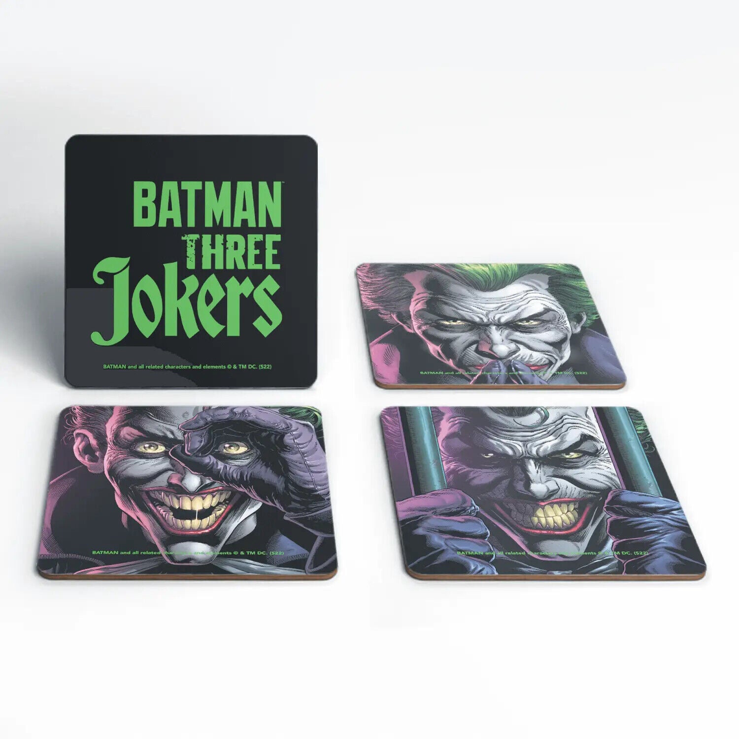 BATMAN JOKER FACES Coaster Retro TV Drinks Mat BLACK MULTI BATMAN THREE JOKERS