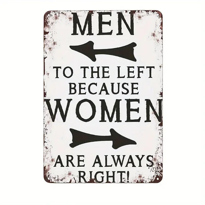 MEN TO THE LEFT AS WOMEN ARE ALWAYS RIGHT wooden SIGN MAN CAVE BAR TOILET WC