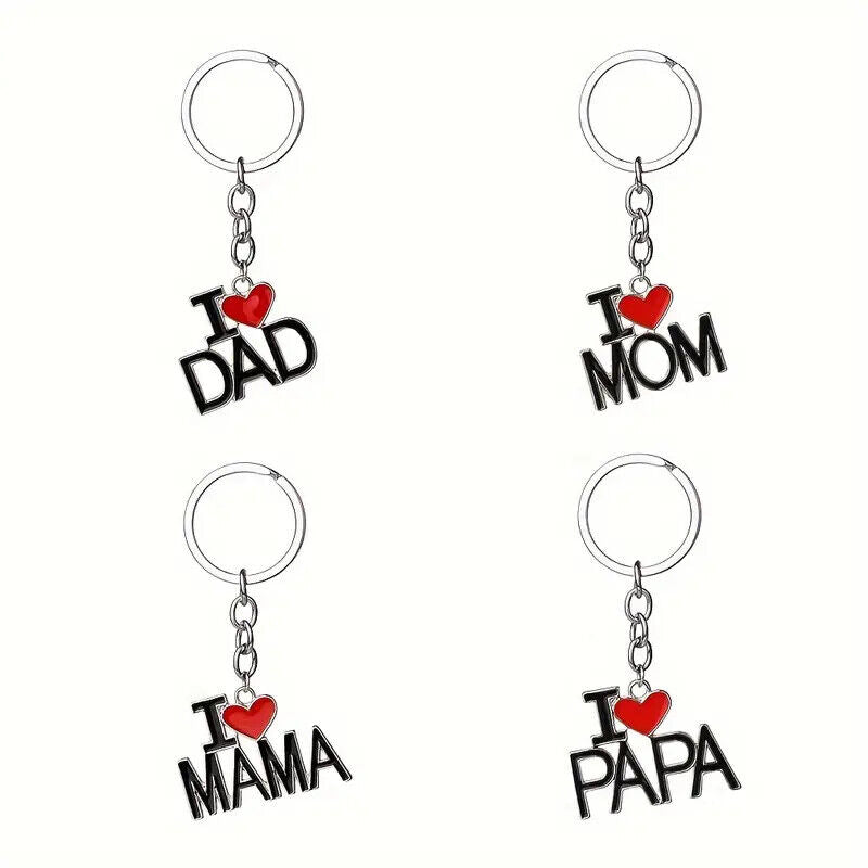 I LOVE MAMA MOM DAD PAPA Keyring KEEPSAKE FAMILY PARENTS GIFT KEYCHAIN