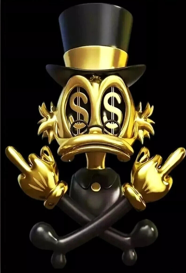 SCROOGE MCDUCK DONALD DOLLAR GOLD SUIT SWEAR Tin Metal sign GIFT Art Deco Movie