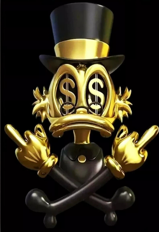 SCROOGE MCDUCK DONALD DOLLAR GOLD SUIT SWEAR Tin Metal sign GIFT Art Deco Movie