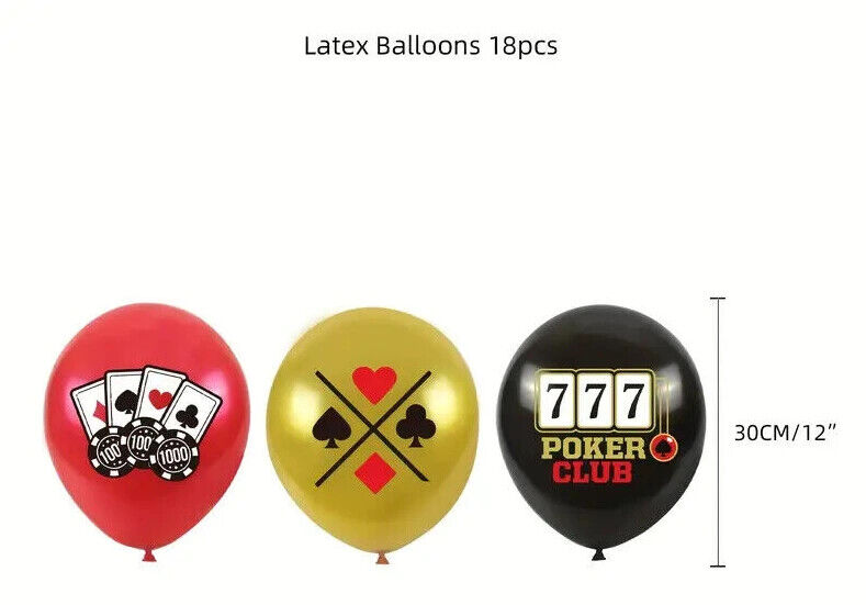 Casino Poker Balloon Party Birthday Decorations Craps Roulette Cards Cake Luck