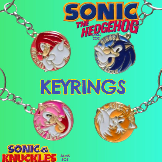 SONIC THE HEDGEHOG KRY CHAIN Keyring ENAMEL TAILS AMY ROSE Sega Gaming KNUCKLES