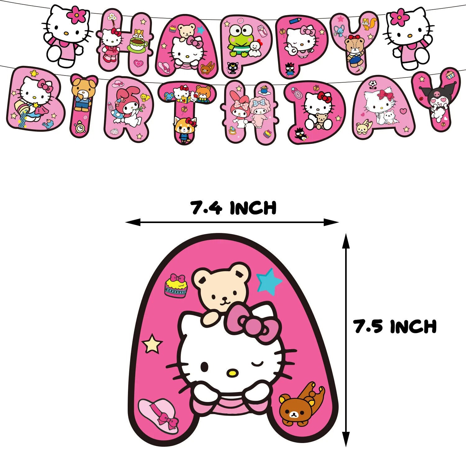 Hello kitty Happy Birthday Balloons Banner Cake Toppers Party Decorations Pink