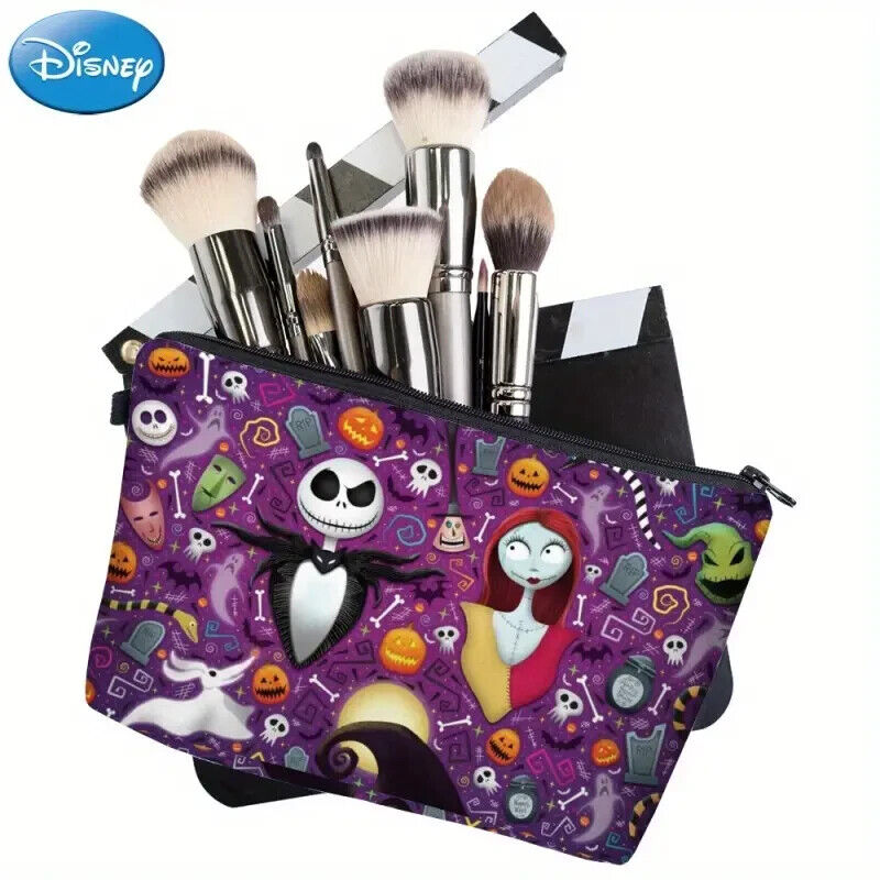 THE NIGHTMARE BEFORE CHRISTMAS Zip Makeup Bag Fashion Cosmetic Pouch PURPLE JACK