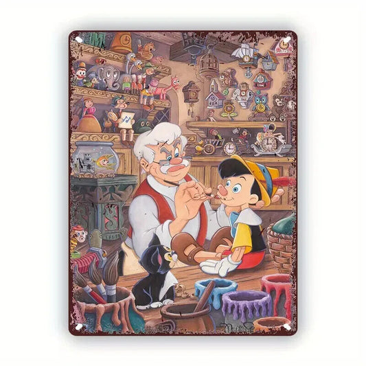 Pinocchio & GEPPETTO Metal TIN Sign Retro Vintage Bar Pub Garage Wall WORKSHOP