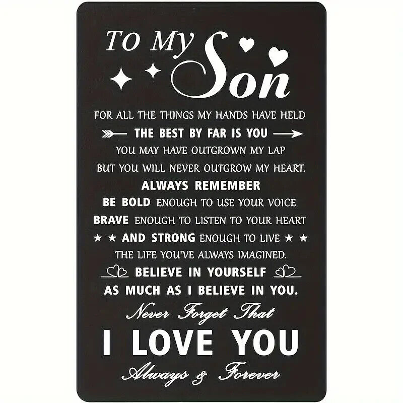 To My Son Wallet Insert Card Gift Idea Card With Message pvc love
