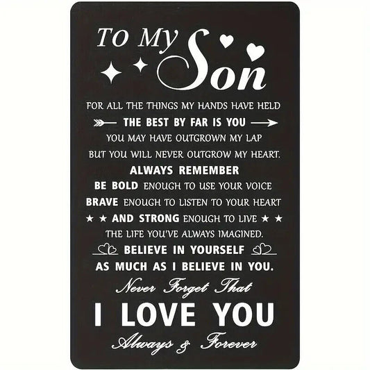 To My Son Wallet Insert Card Gift Idea Card With Message pvc love