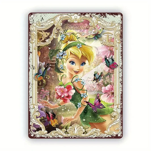 DISNEYS TINKER BELL GIRLS YELLOW Tin Metal sign GIFT Art Deco Movie FLORAL